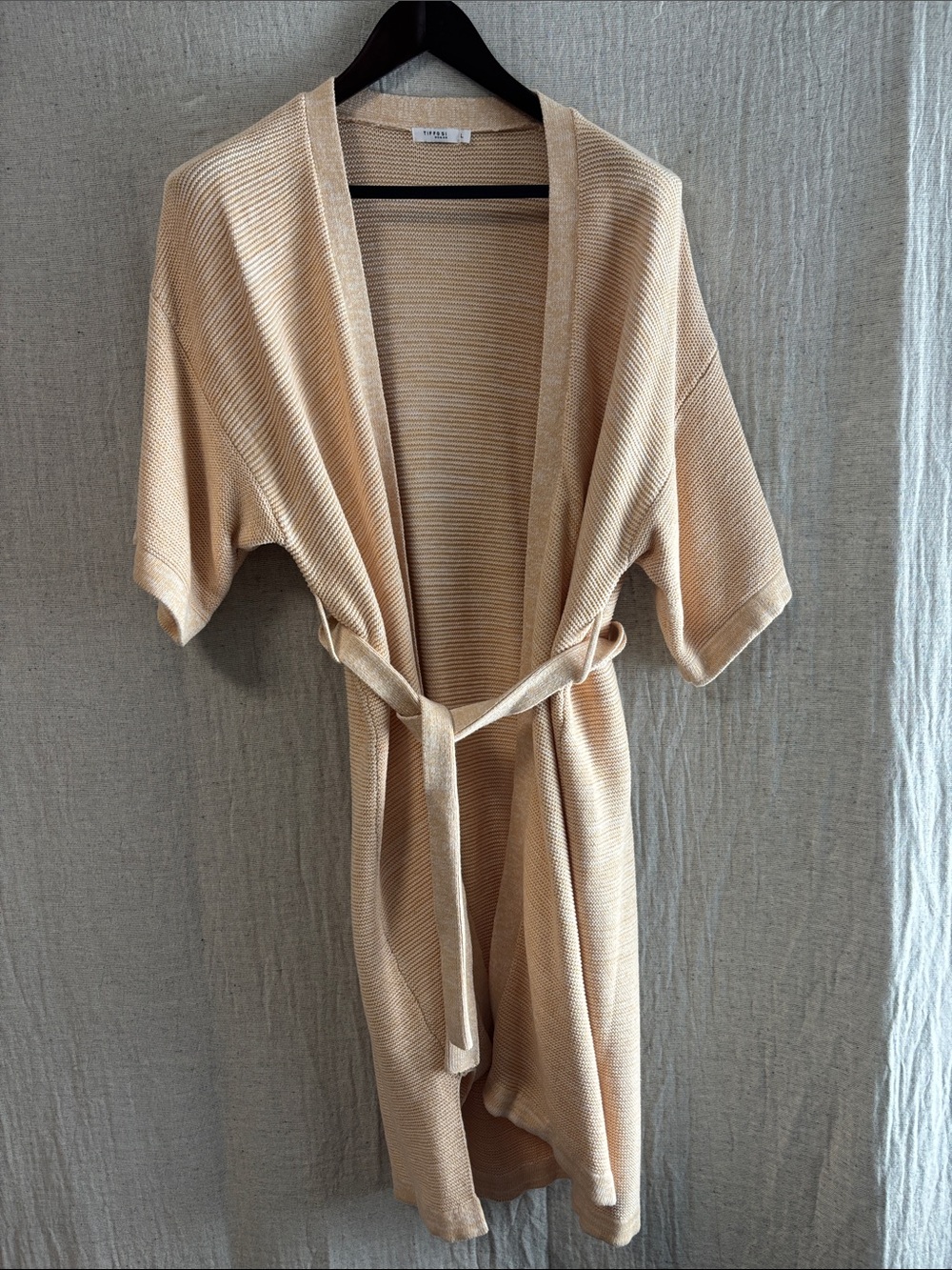 Lightweight Tan Knit Belted Cardigan